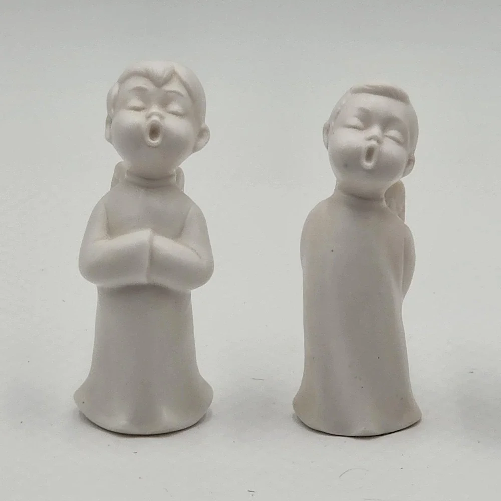 Vintage Schmid Bros Japan Bisque Porcelain Singing Angel Figurines Set‎ of 4